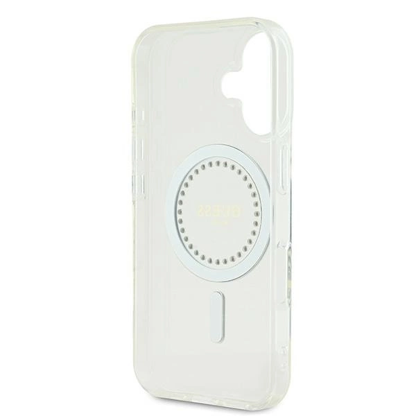 Etui Guess IML Rhinestones MagSafe na iPhone 16 - białe