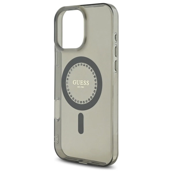 Etui Guess IML Rhinestones MagSafe na iPhone 16 Pro Max - czarne