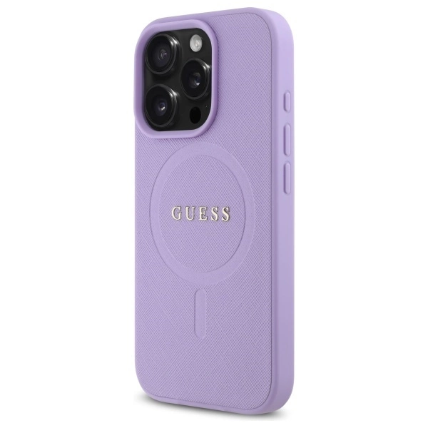 Etui Guess Saffiano MagSafe na iPhone 16 Pro Max - fioletowe
