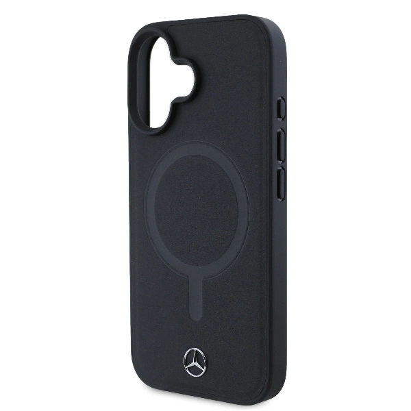 Etui Mercedes Plain Smooth Leather MagSafe na iPhone 16 - czarne
