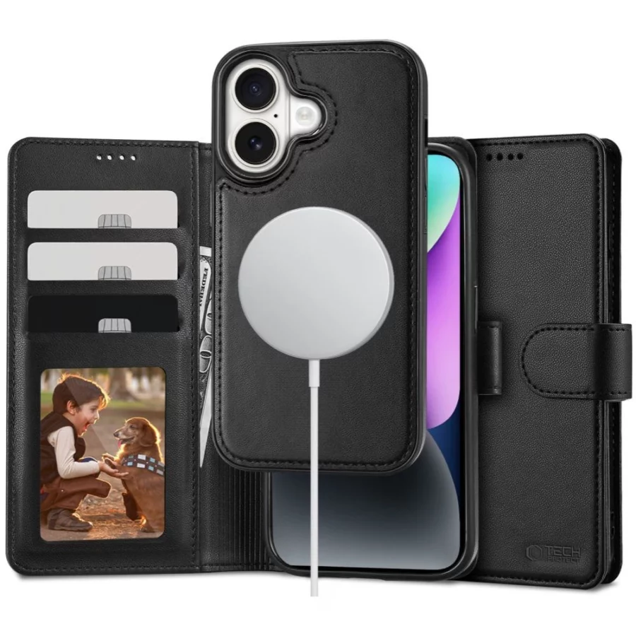 Etui Tech-Protect Wallet MagSafe z portfelem na iPhone 16 - czarne