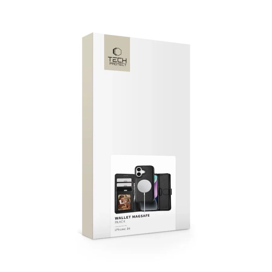 Etui Tech-Protect Wallet MagSafe z portfelem na iPhone 16 - czarne
