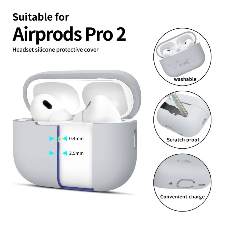 Etui Tech-Protect Silicone na Apple AirPods Pro 1 / 2 - szare