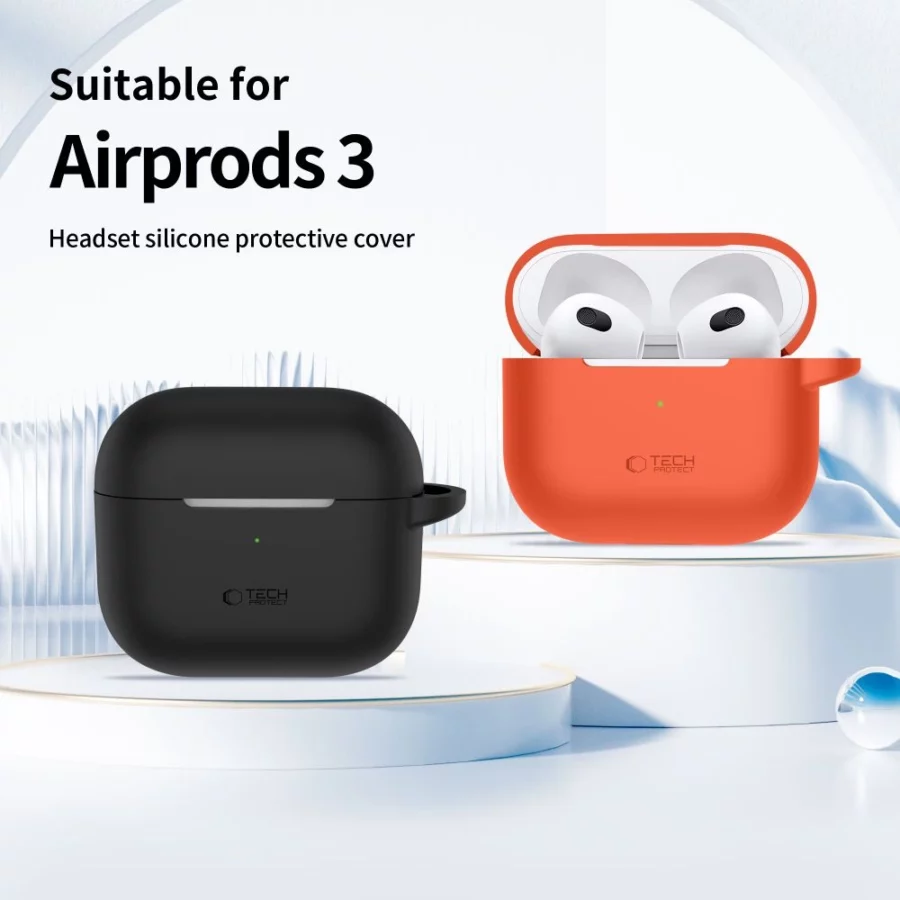 Etui Tech-Protect Silicone Hook na Apple AirPods 3 - beżowe
