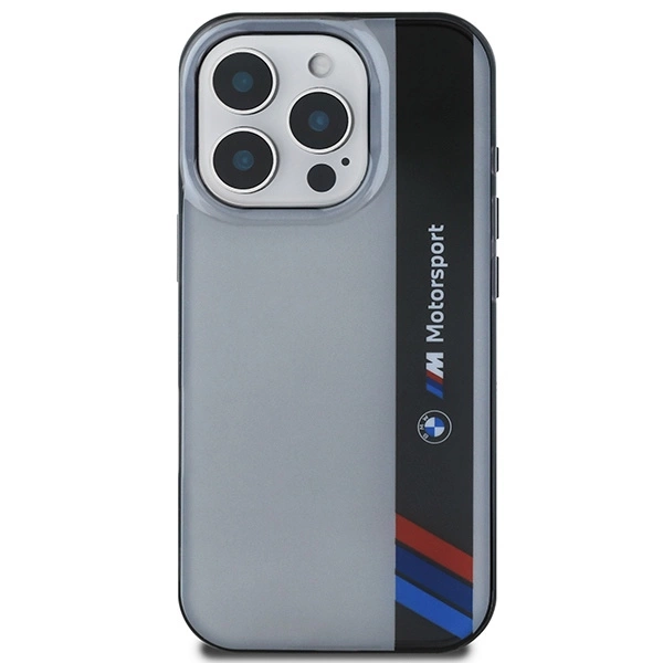 Etui BMW Motosport IML Vertical Stripe na iPhone 16 Pro - szare
