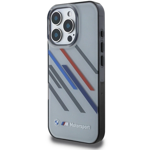 Etui BMW Motosport IML Random Stripes na iPhone 16 Pro - szare