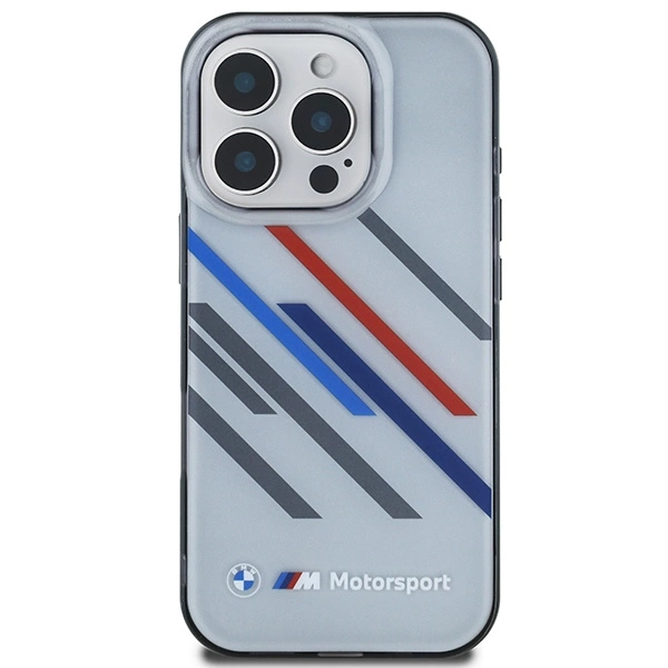 Etui BMW Motosport IML Random Stripes na iPhone 16 Pro - szare