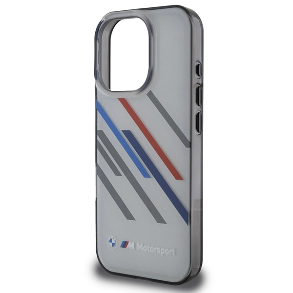 Etui BMW Motosport IML Random Stripes na iPhone 16 Pro - szare