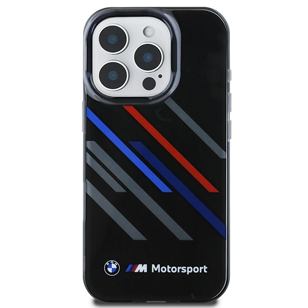 Etui BMW Motosport IML Random Stripes na iPhone 16 Pro - czarne