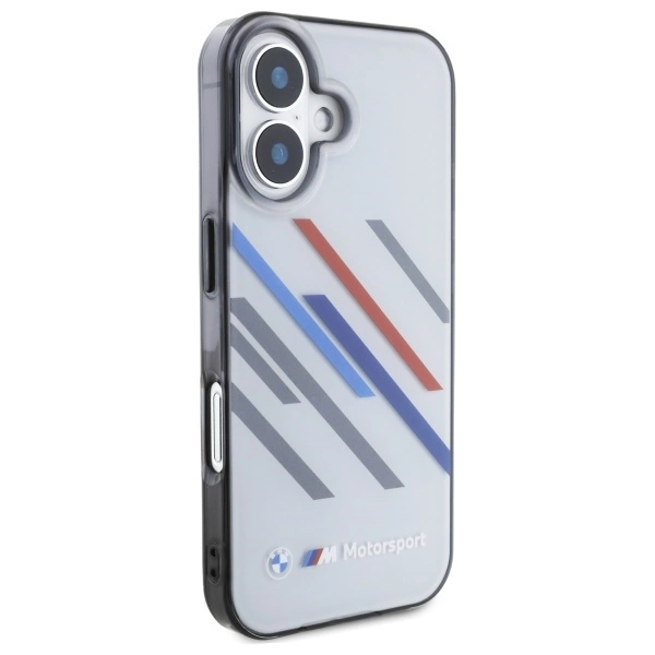 Etui BMW Motosport IML Random Stripes na iPhone 16 Plus - szare