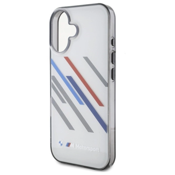 Etui BMW Motosport IML Random Stripes na iPhone 16 Plus - szare