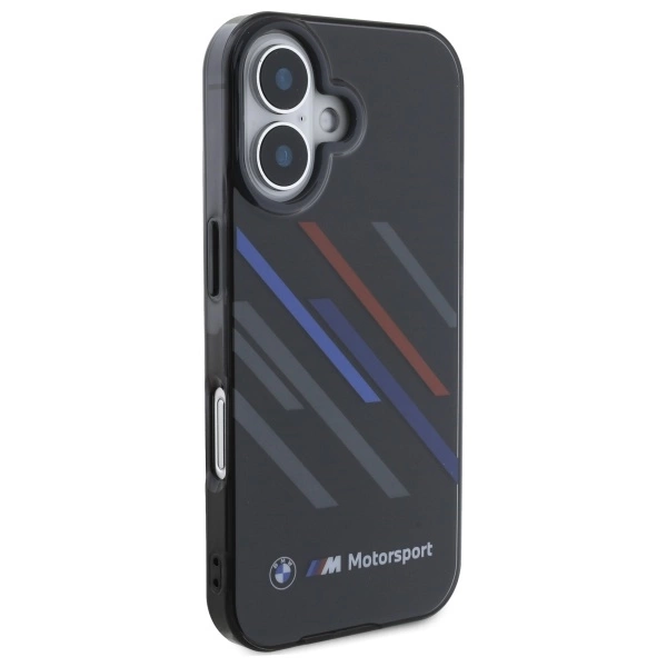 Etui BMW Motosport IML Random Stripes na iPhone 16 Plus - czarne
