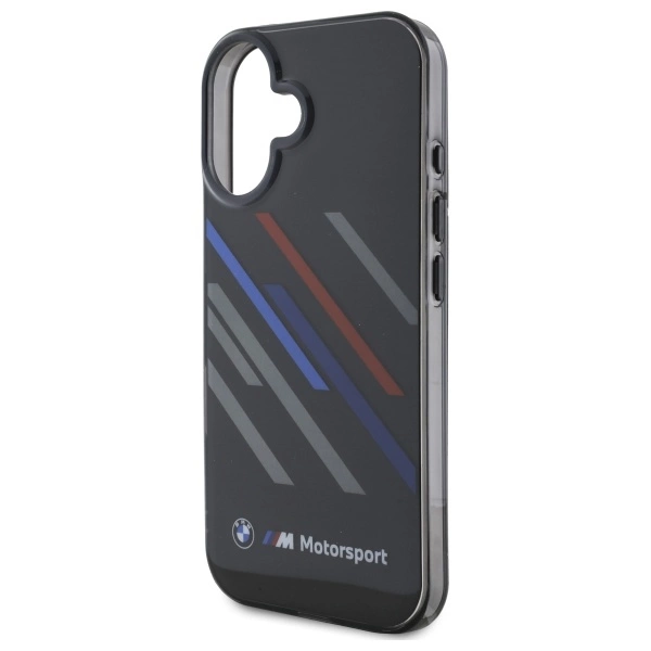 Etui BMW Motosport IML Random Stripes na iPhone 16 Plus - czarne