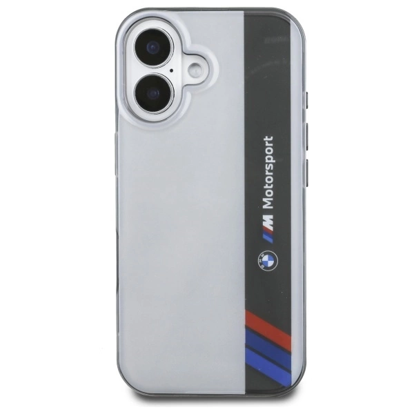 Etui BMW Motosport IML Vertical Stripe na iPhone 16 - szare