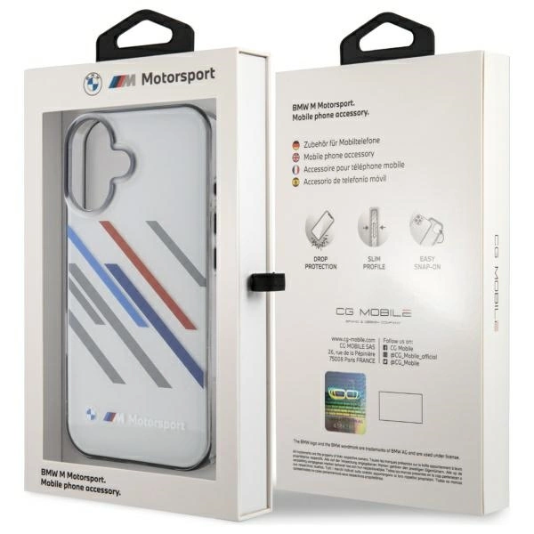 Etui BMW Motosport IML Random Stripes na iPhone 16 - szare
