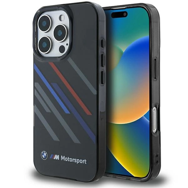 Etui BMW Motosport IML Random Stripes na iPhone 16 Pro Max - czarne