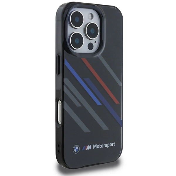 Etui BMW Motosport IML Random Stripes na iPhone 16 Pro Max - czarne