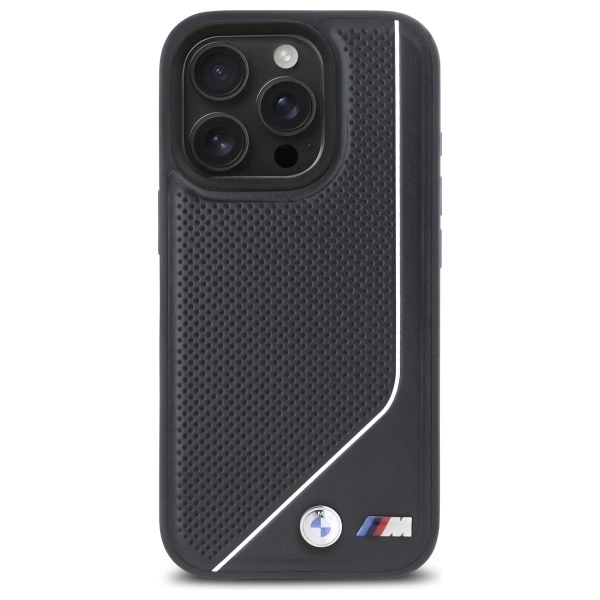 Etui BMW M Perforated Twisted Line MagSafe na iPhone 16 Pro - czarne