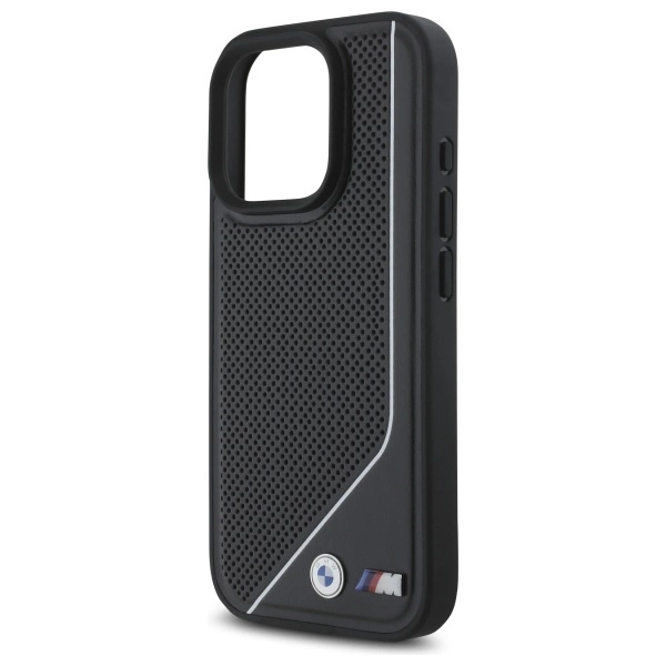 Etui BMW M Perforated Twisted Line MagSafe na iPhone 16 Pro - czarne