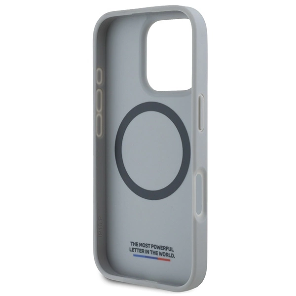 Etui BMW M Carbon Tricolor Line MagSafe na iPhone 16 Pro - szare