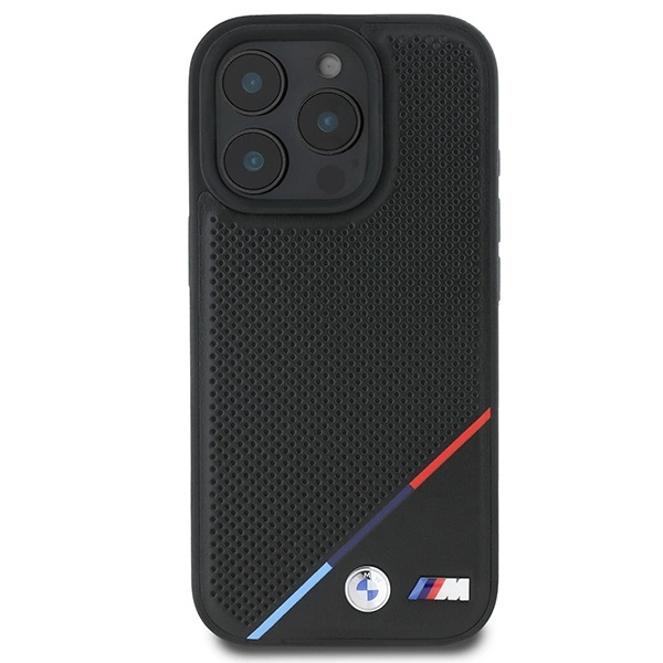 Etui BMW M Perforated Tricolor Line MagSafe na iPhone 16 Pro - czarne