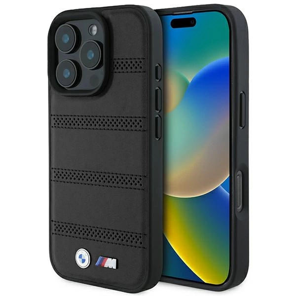 Etui BMW M Perforated And Stitched Line MagSafe na iPhone 16 Pro - czarne