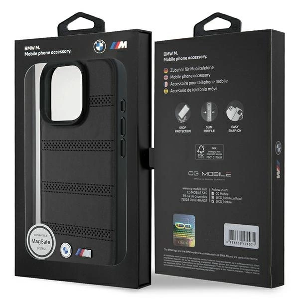 Etui BMW M Perforated And Stitched Line MagSafe na iPhone 16 Pro - czarne
