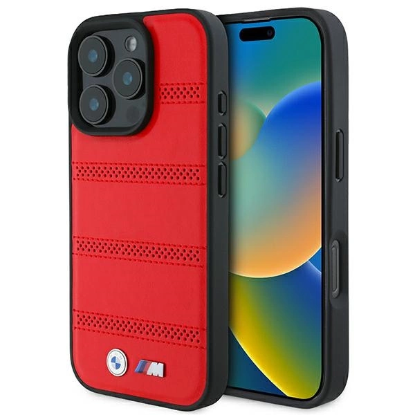 Etui BMW M Perforated And Stitched Line MagSafe na iPhone 16 Pro - czerwone