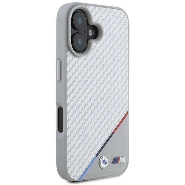 Etui BMW M Carbon Tricolor Line MagSafe na iPhone 16 - szare