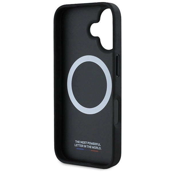 Etui BMW M Perforated Tricolor Line MagSafe na iPhone 16 - szare