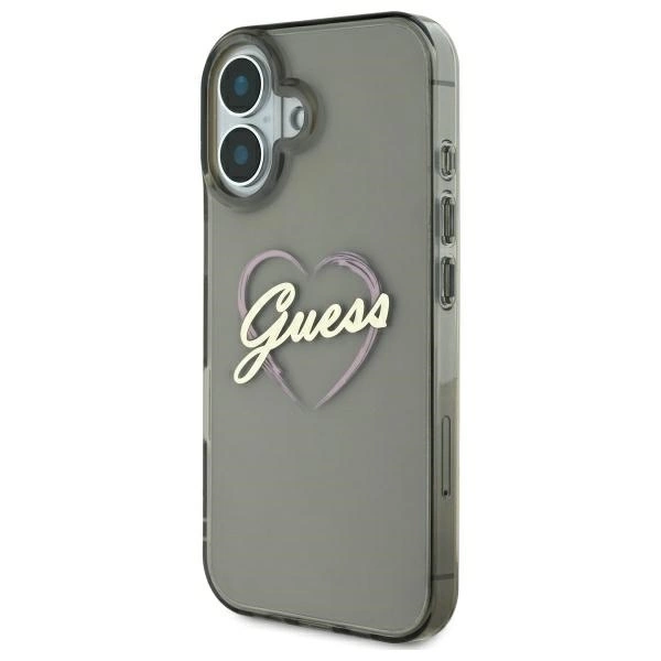 Etui Guess IML Heart na iPhone 16 Plus - czarne