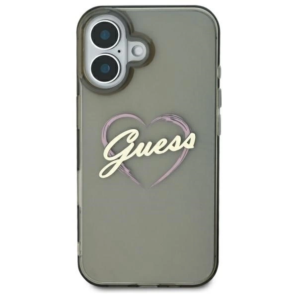 Etui Guess IML Heart na iPhone 16 - czarne