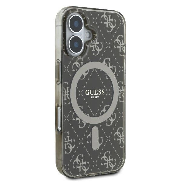 Etui Guess IML 4G Background MagSafe na iPhone 16 Plus - brązowe