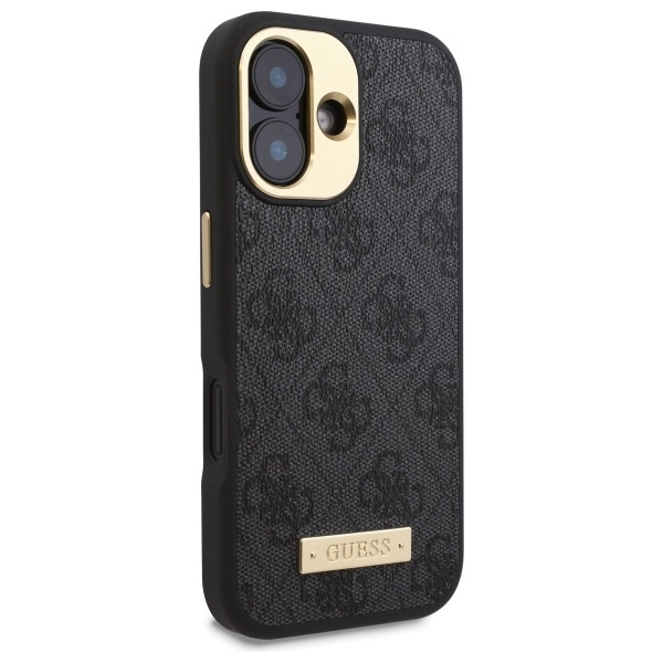 Etui Guess 4G Logo Plate MagSafe na iPhone 16 Plus - czarne
