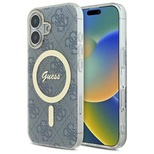 Etui Guess IML 4G MagSafe na iPhone 16 - niebieskie