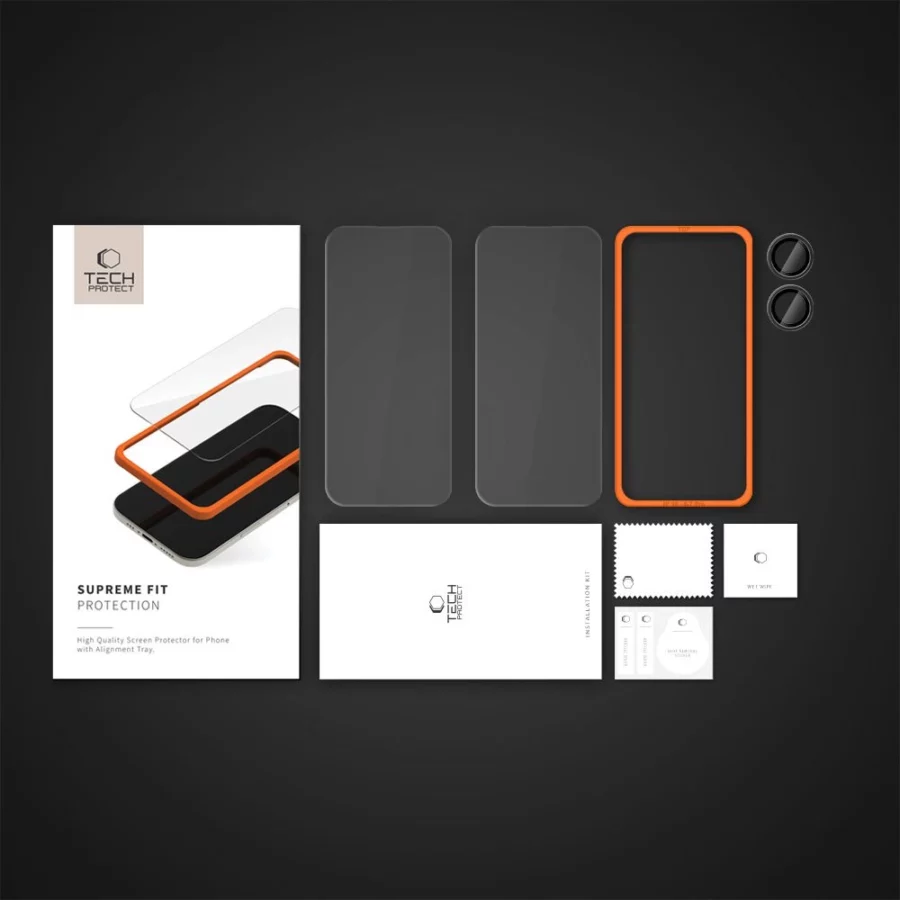 Szkło hartowane Tech-Protect Supreme Set na iPhone 16 - przezroczyste (3 szt.)