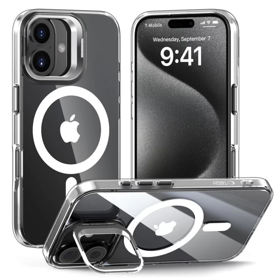 Etui Tech-Protect MagStand MagSafe na iPhone 16 - przezroczyste