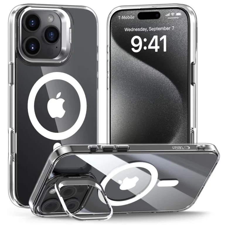 Etui Tech-Protect MagStand MagSafe na iPhone 16 Pro - przezroczyste