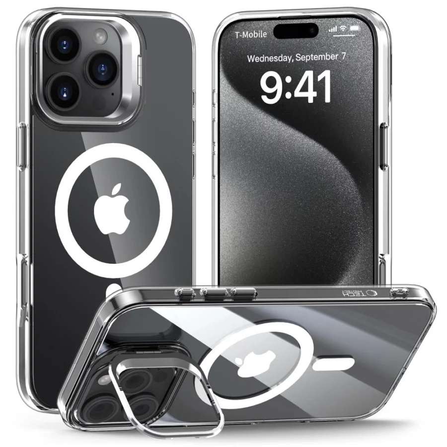 Etui Tech-Protect MagStand MagSafe na iPhone 16 Pro - przezroczyste