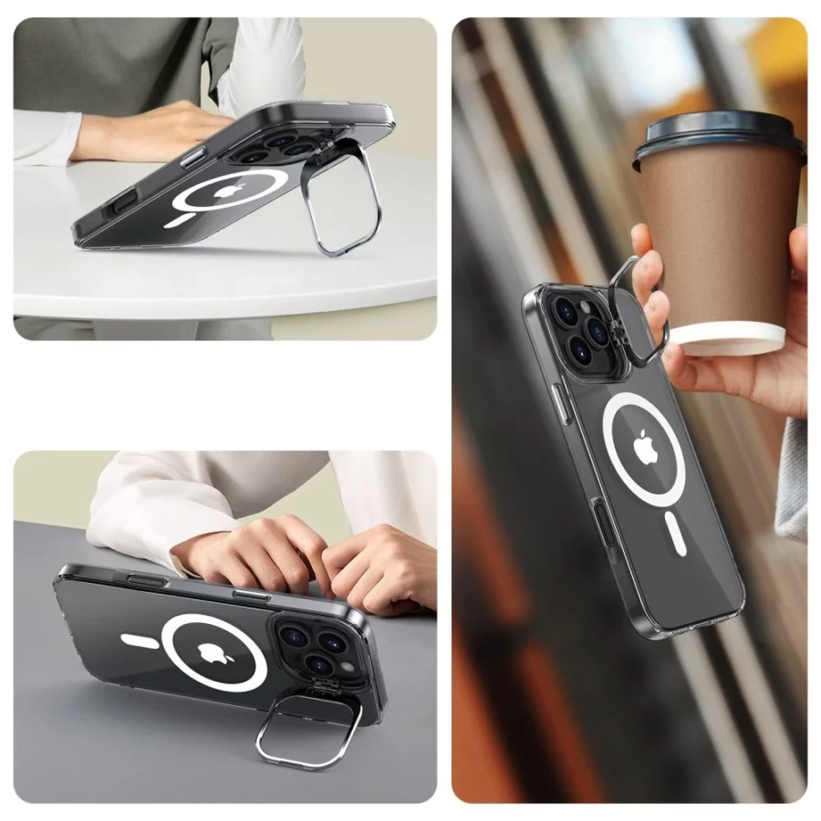 Etui Tech-Protect MagStand MagSafe na iPhone 16 Pro - przezroczyste