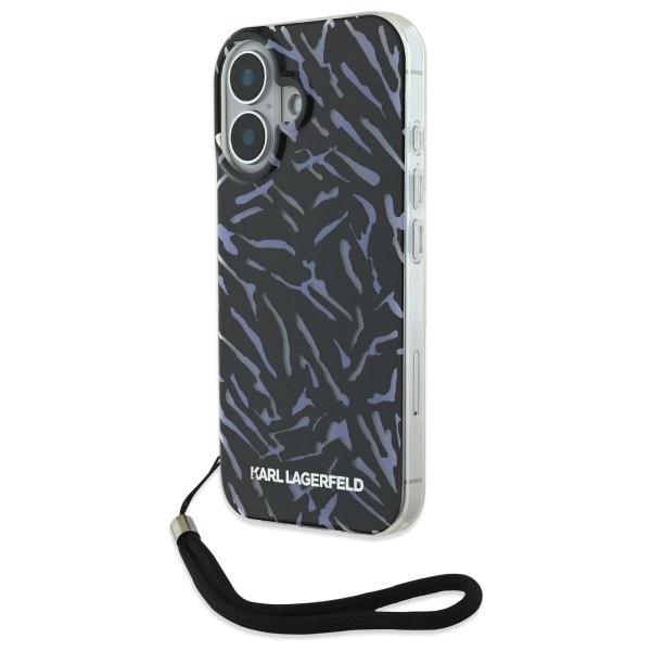 Etui Karl Lagerfeld Zebra With Cord na iPhone 16 Plus - fioletowe