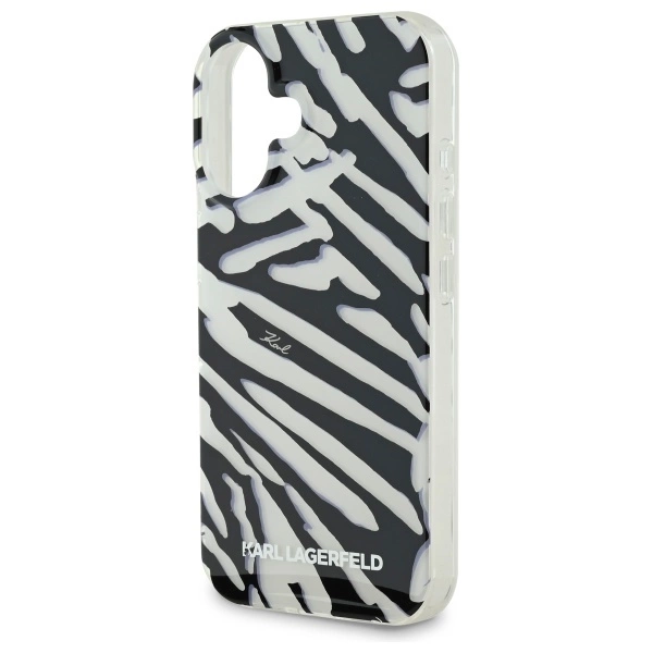 Etui Karl Lagerfeld IML Zebra Pattern & Cord na iPhone 16 - czarne