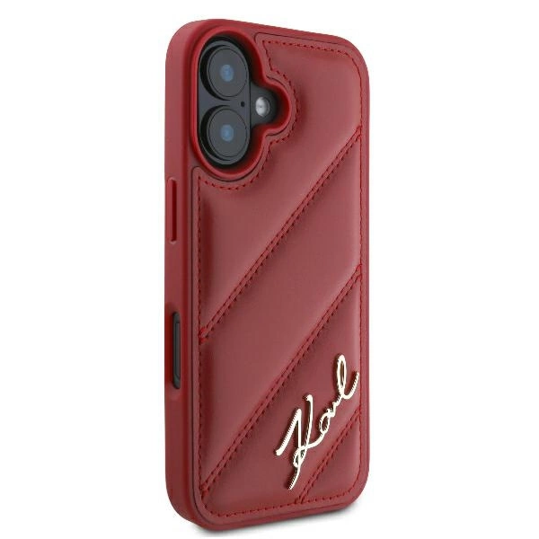 Etui Karl Lagerfeld Diagonal Quilted Script na iPhone 16 - czerwone