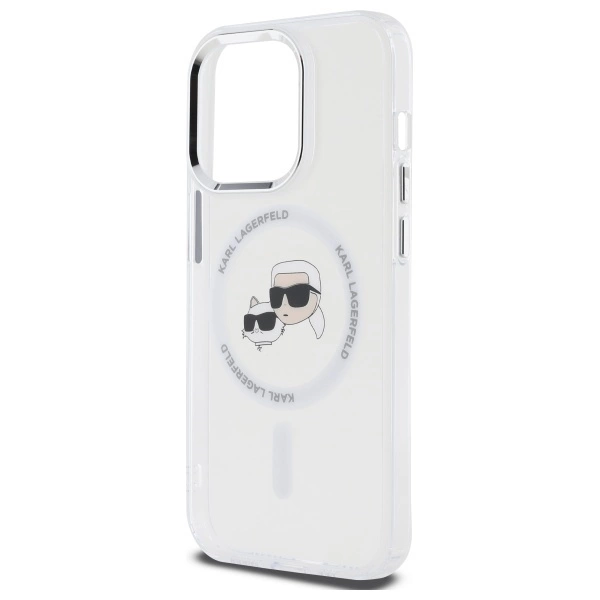 Etui Karl Lagerfeld IML Metal Karl & Choupette Head MagSafe na iPhone 14 Pro Max - białe