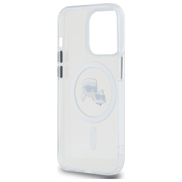 Etui Karl Lagerfeld IML Metal Karl & Choupette Head MagSafe na iPhone 14 Pro Max - białe