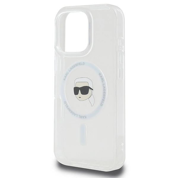 Etui Karl Lagerfeld IML Metal Karl Head MagSafe na iPhone 16 Pro - białe