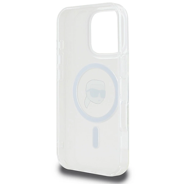 Etui Karl Lagerfeld IML Metal Karl Head MagSafe na iPhone 16 Pro - białe