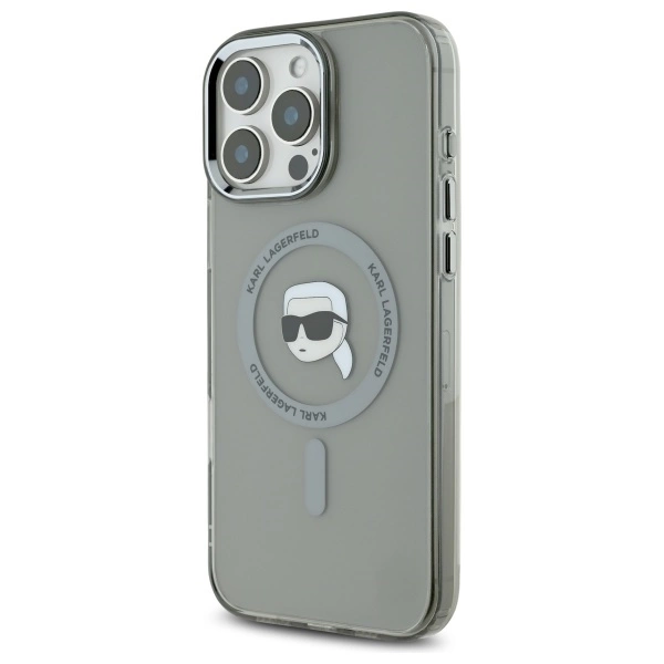 Etui Karl Lagerfeld IML Metal Karl Head MagSafe na iPhone 16 Pro - czarne