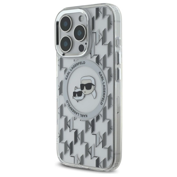 Etui Karl Lagerfeld IML Monogram Karl & Choupette Head MagSafe na iPhone 16 Pro - przezroczyste