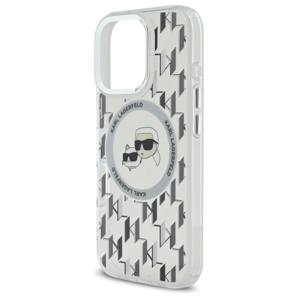 Etui Karl Lagerfeld IML Monogram Karl & Choupette Head MagSafe na iPhone 16 Pro - przezroczyste